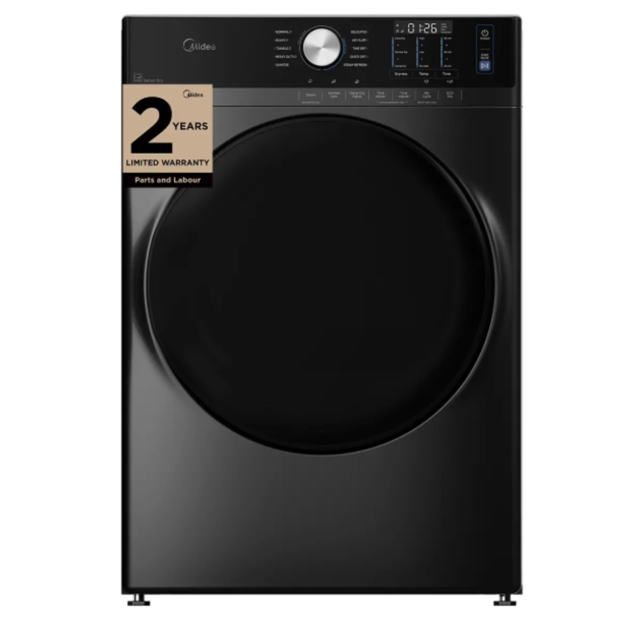 Midea - 8 cu. Ft  Vented Electric with Steam Dryer in Grey - MLHE52S7AGG